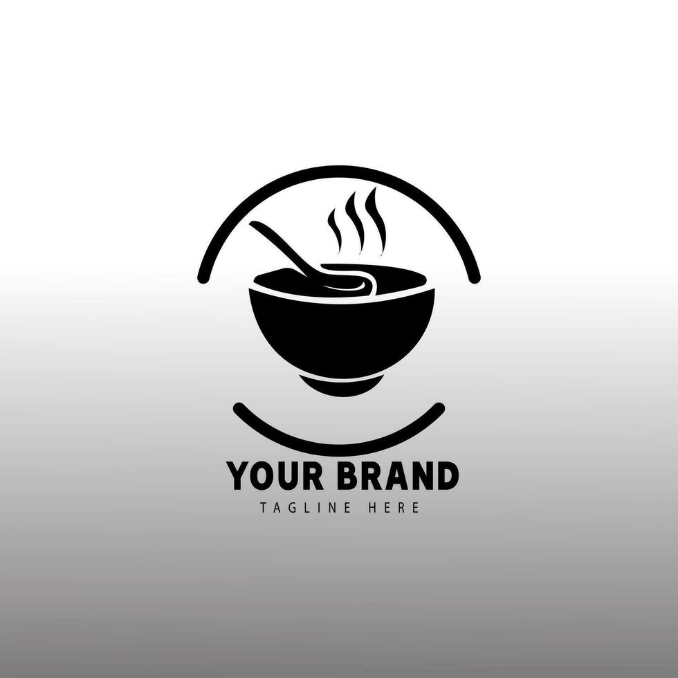 The bowl and spoon logo silhouette is neatly arranged for a brand vector