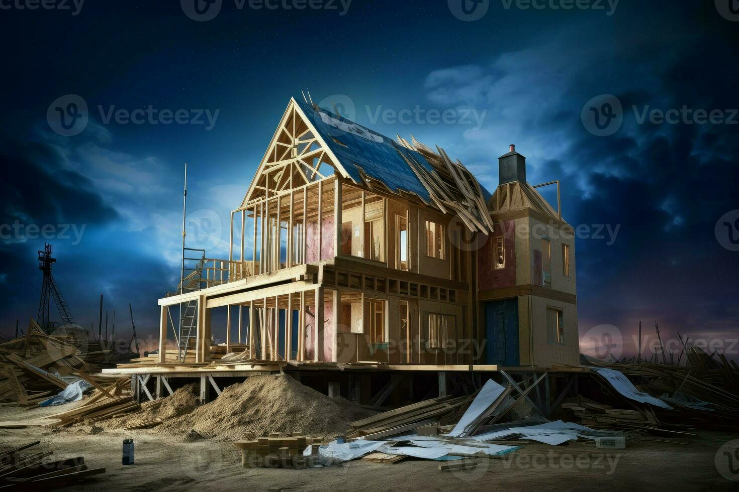 AI generated Sturdy House under construction new. Generate AI photo