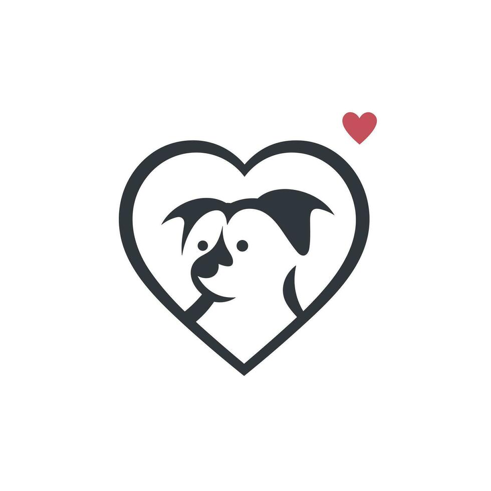 Animal rehab monochrome glyph logo. Veterinary medicine. Pet silhouette in heart symbol. Design element. Created with artificial intelligence. Ai art for corporate branding, rehabilitation center vector