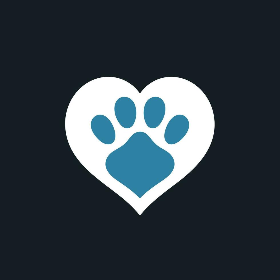 Emergency animal clinic filled colorful logo. Canine paw inside big heart. Design element. Created with artificial intelligence. Ai art for corporate branding, pet shop startup vector