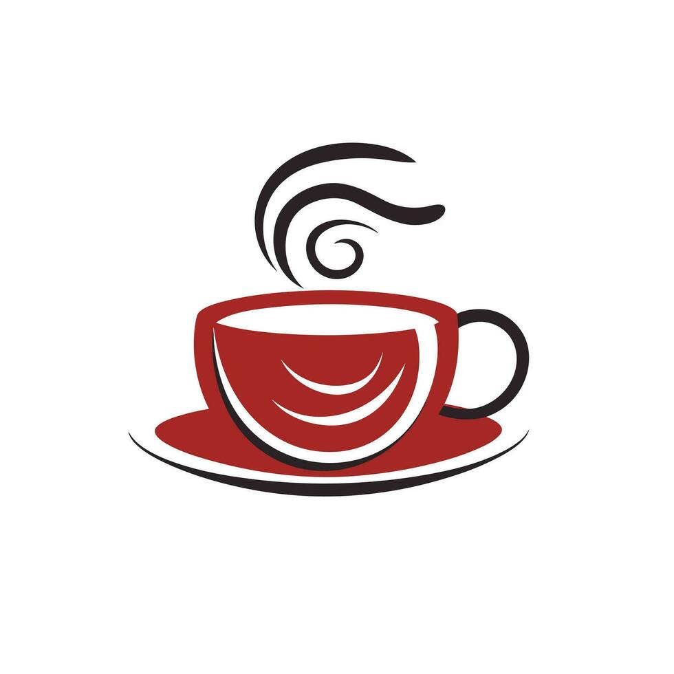 Wellness center filled red logo. Self care. Coffee cup. Hot drink. Design element. Created with artificial intelligence. Cozy ai art for corporate branding, spa salon, pastry shop, cafeteria vector