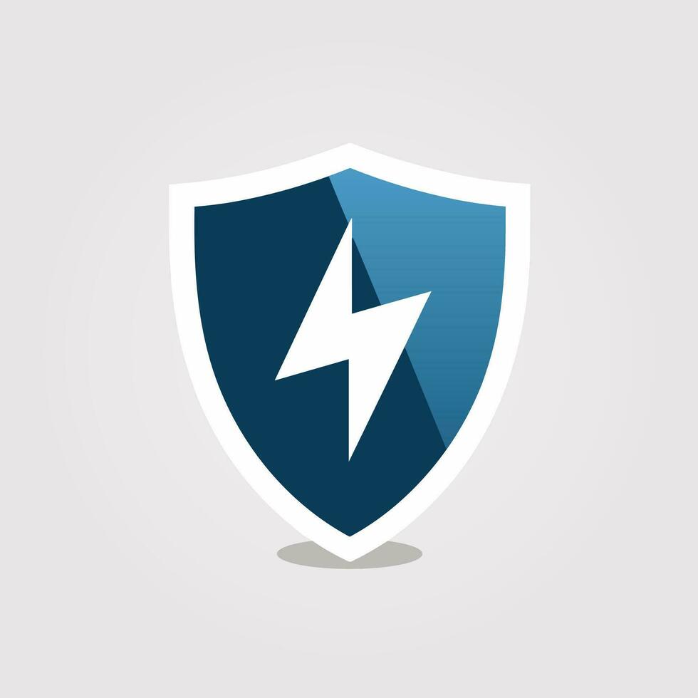 Reliable utility service filled blue logo. Security business value. Shield with lightning bolt icon. Design element. Created with artificial intelligence. Ai art for corporate branding vector