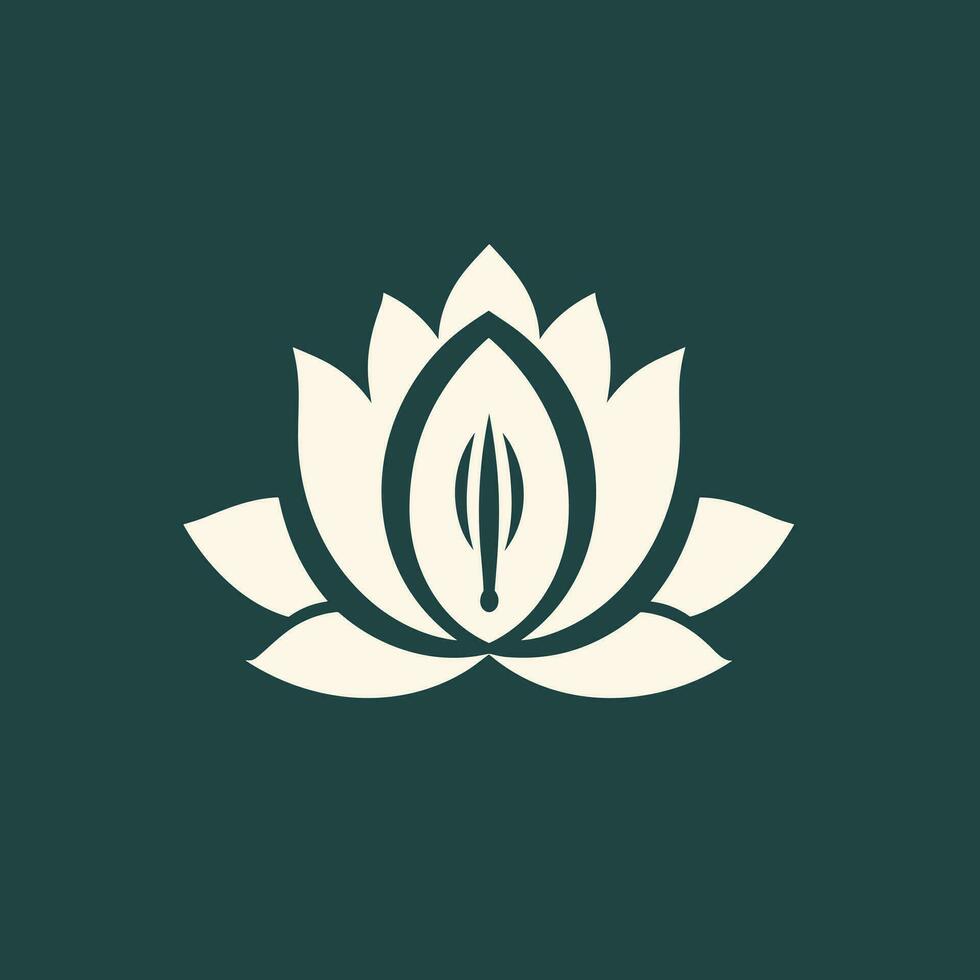 Medical spa monochrome glyph logo. Reproductive health. Lotus flower. Design element. Created with artificial intelligence. Feminine ai art for corporate branding, health clinic, medspa vector