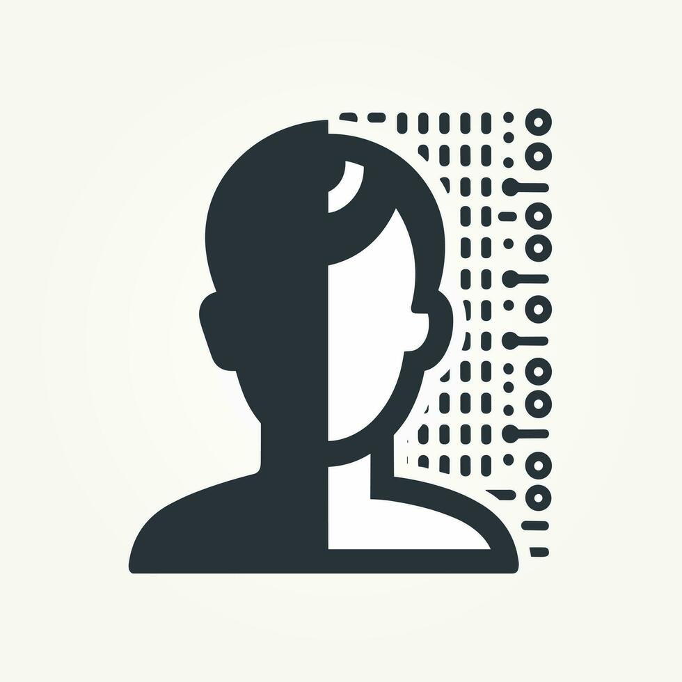 Data security solutions monochrome glyph logo. User centricity business value. Digital profile simple icon. Design element. Created with artificial intelligence. Ai art for corporate branding, website vector