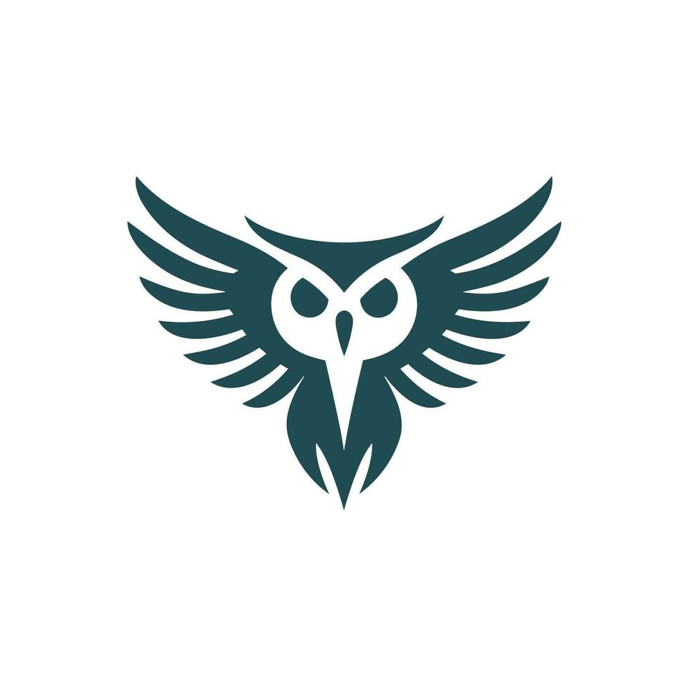 Data encryption filled dark teal logo. Network security. Owl silhouette. Design element. Created with artificial intelligence. Smart ai art for corporate branding, it consulting company, cloud storage vector
