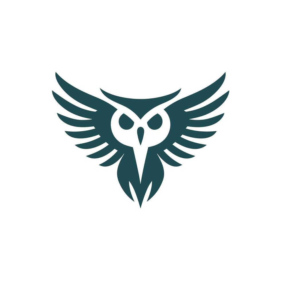 Data encryption filled dark teal logo. Network security. Owl silhouette. Design element. Created with artificial intelligence. Smart ai art for corporate branding, it consulting company, cloud storage vector