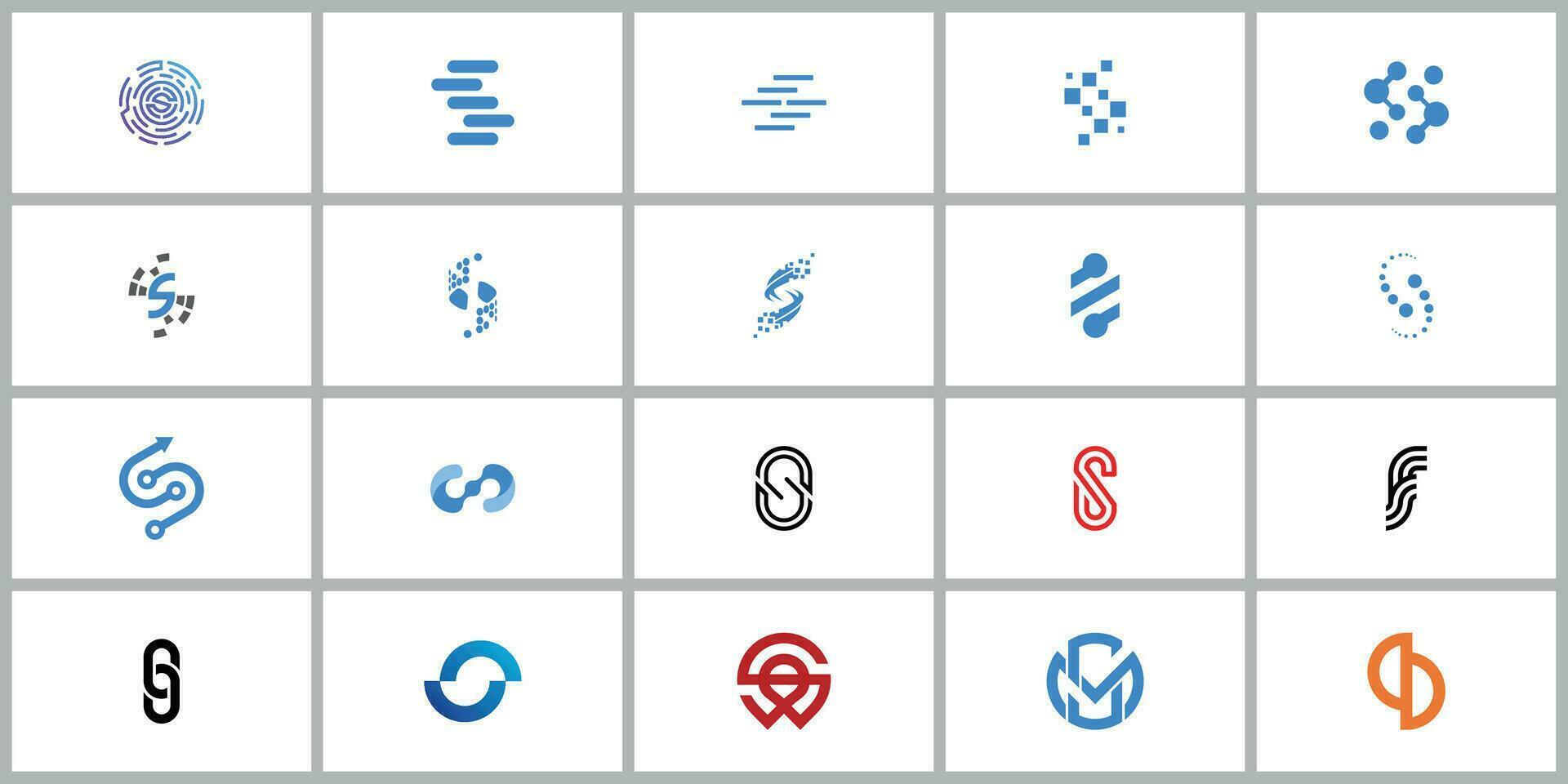 Abstract letter s Flat technology logo collection vector