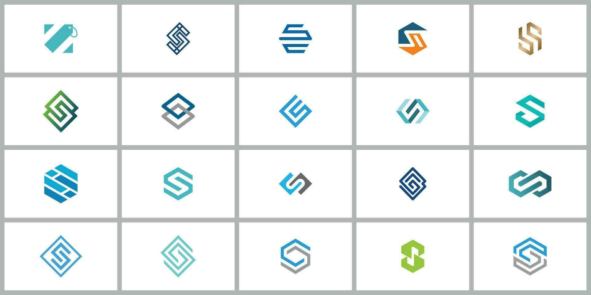 Abstract letter s Flat technology logo collection vector