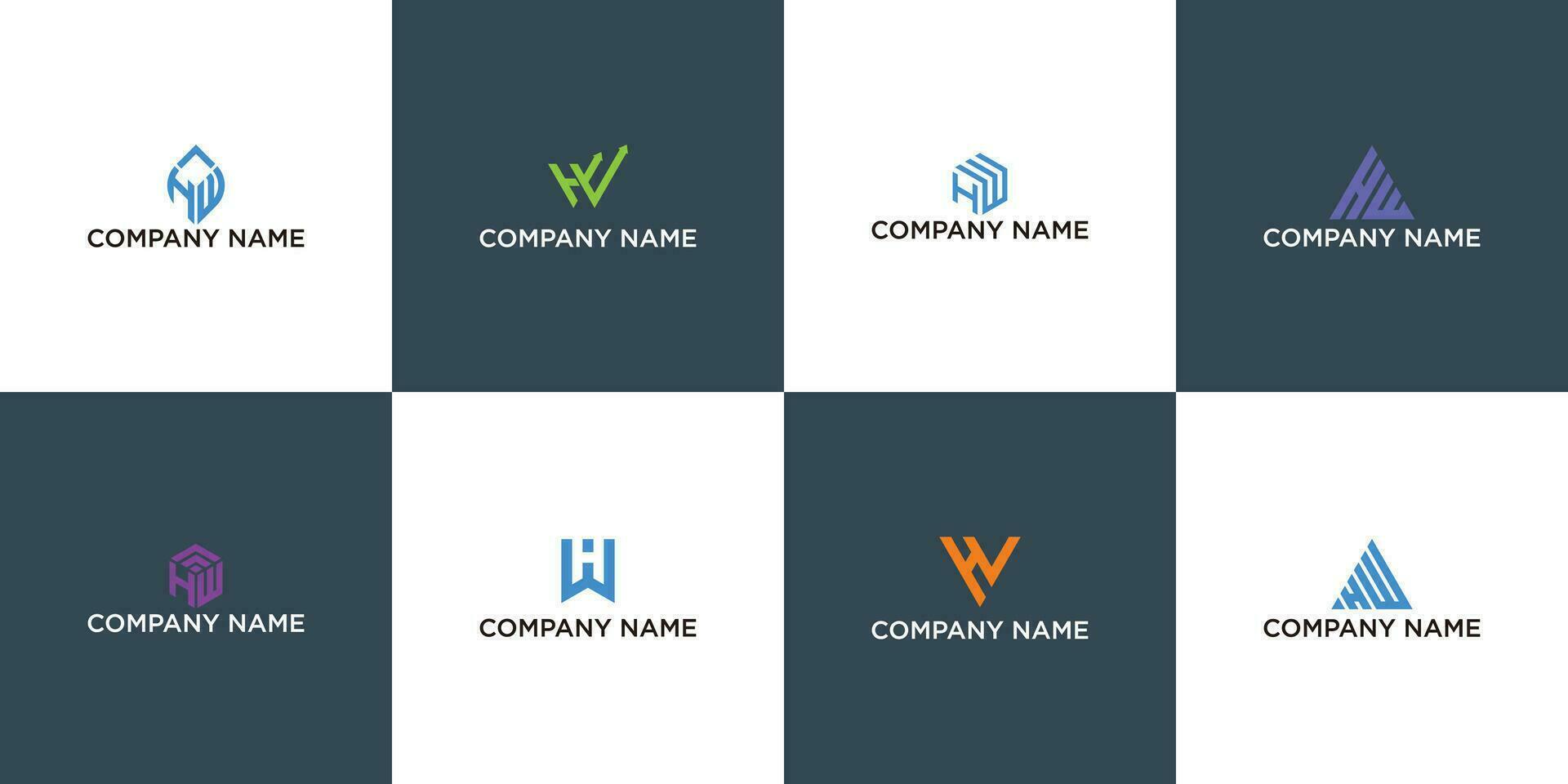 vector letra h hw o wh moderno logos idea colección alfabeto geométrico logotipo