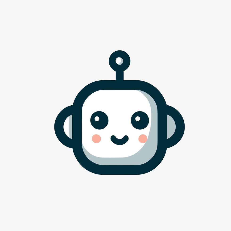 AI generated AI chatbot development company line logo. User centric business value. Cute baby robot simple icon. Design element. Ai art for corporate branding vector