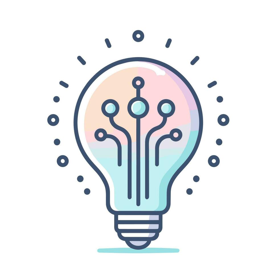 AI generated Innovative solutions filled gradient logo. Creativity business value. Light bulb with circuit element icon. Design element. Ai art for corporate branding vector