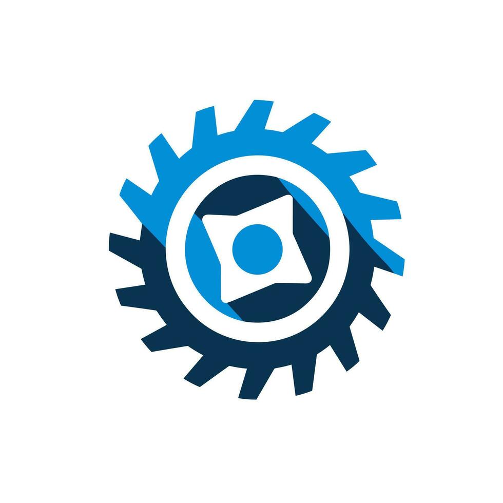 AI generated Electricity company filled blue logo. Precise gear simple icon. Relaibility business value. Design element. Ai art for corporate branding, promotional campaign vector