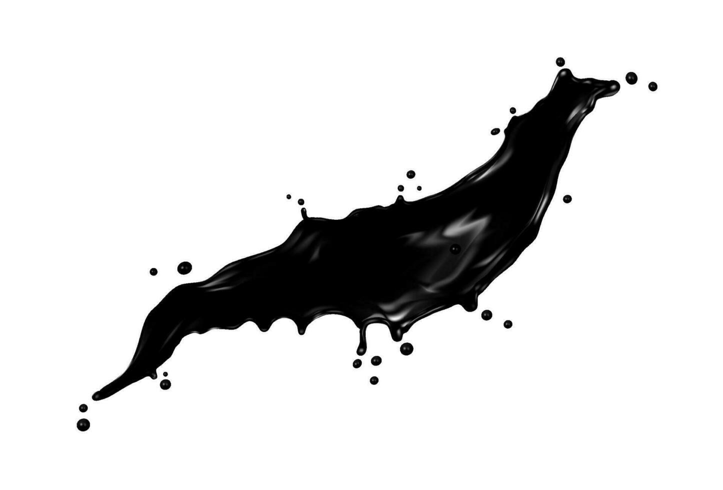 Realistic black oil or paint isolated splash vector