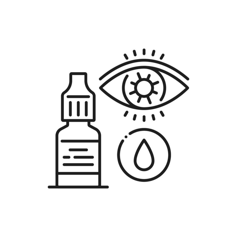 Eye drops line icon of pharmacy medicine bottle vector