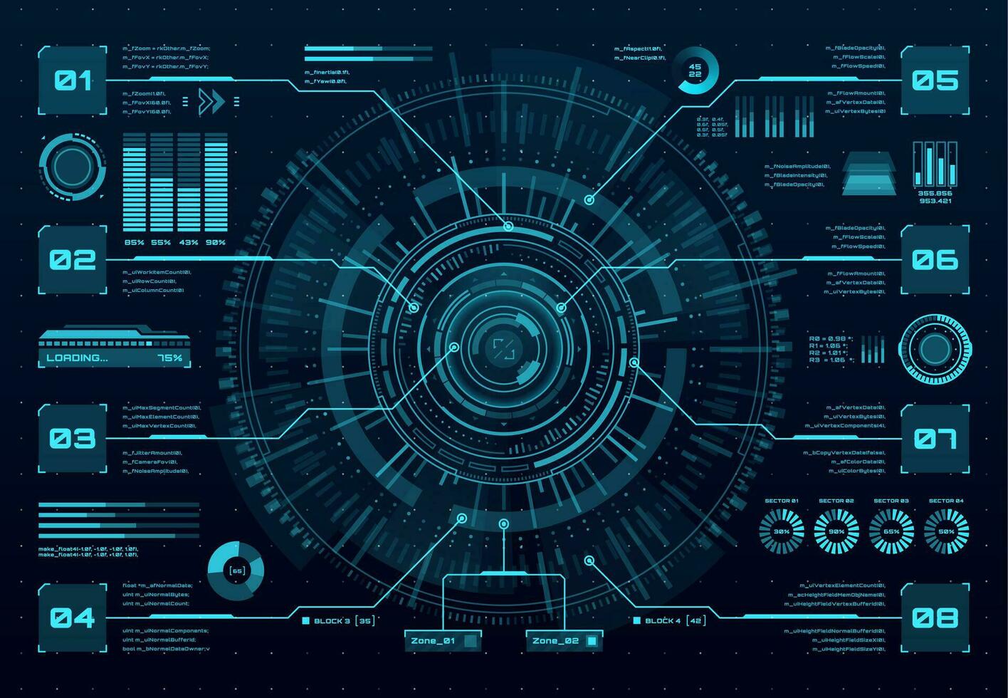 hud datos pantalla, digital tablero interfaz panel vector