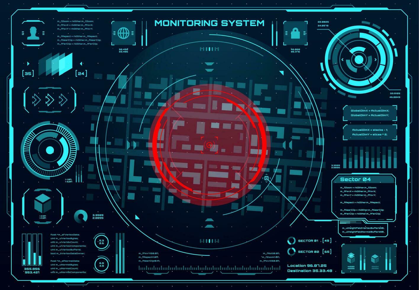 vigilancia hud monitor pantalla, militar seguridad vector