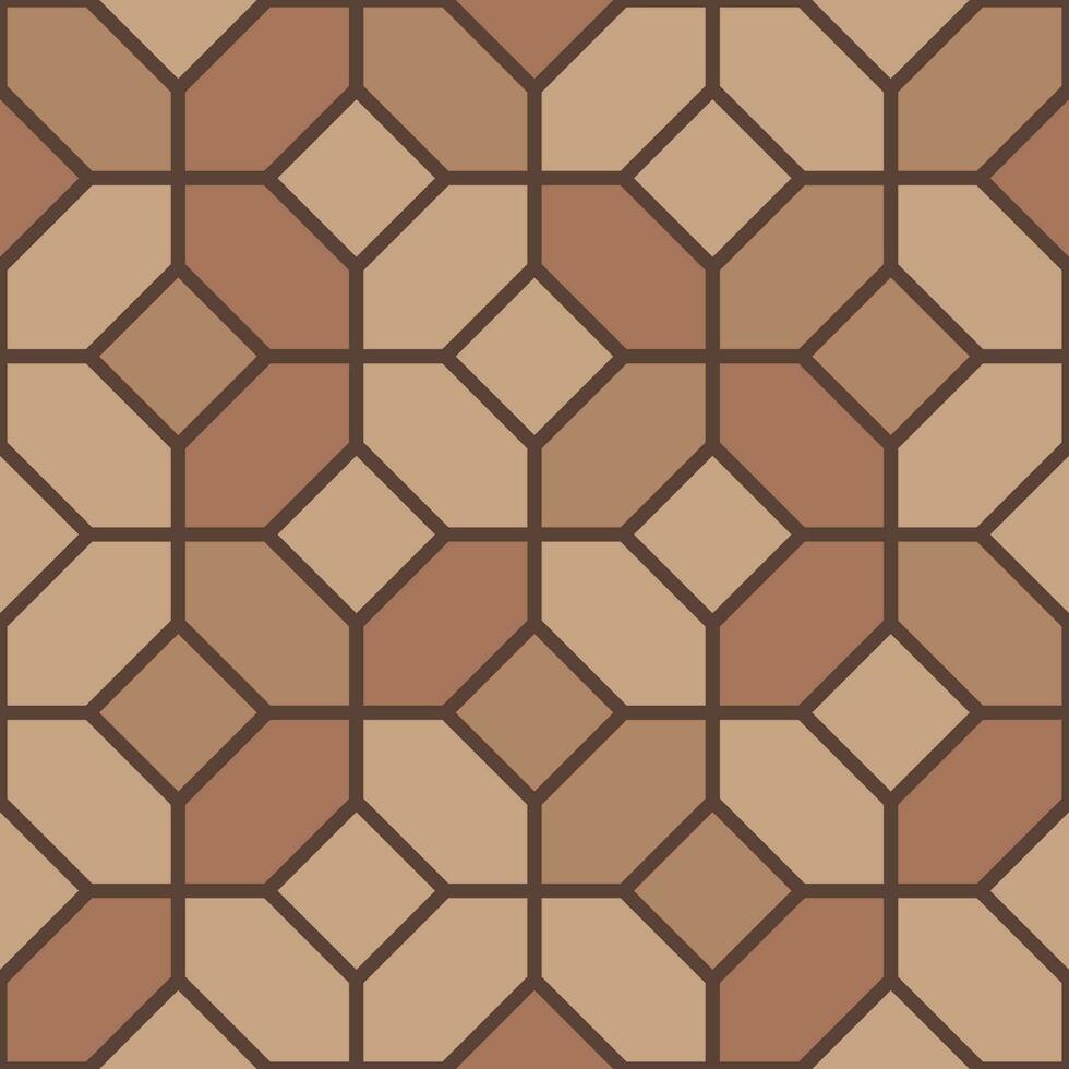 Brown Mediterranean tile pavement top view pattern vector