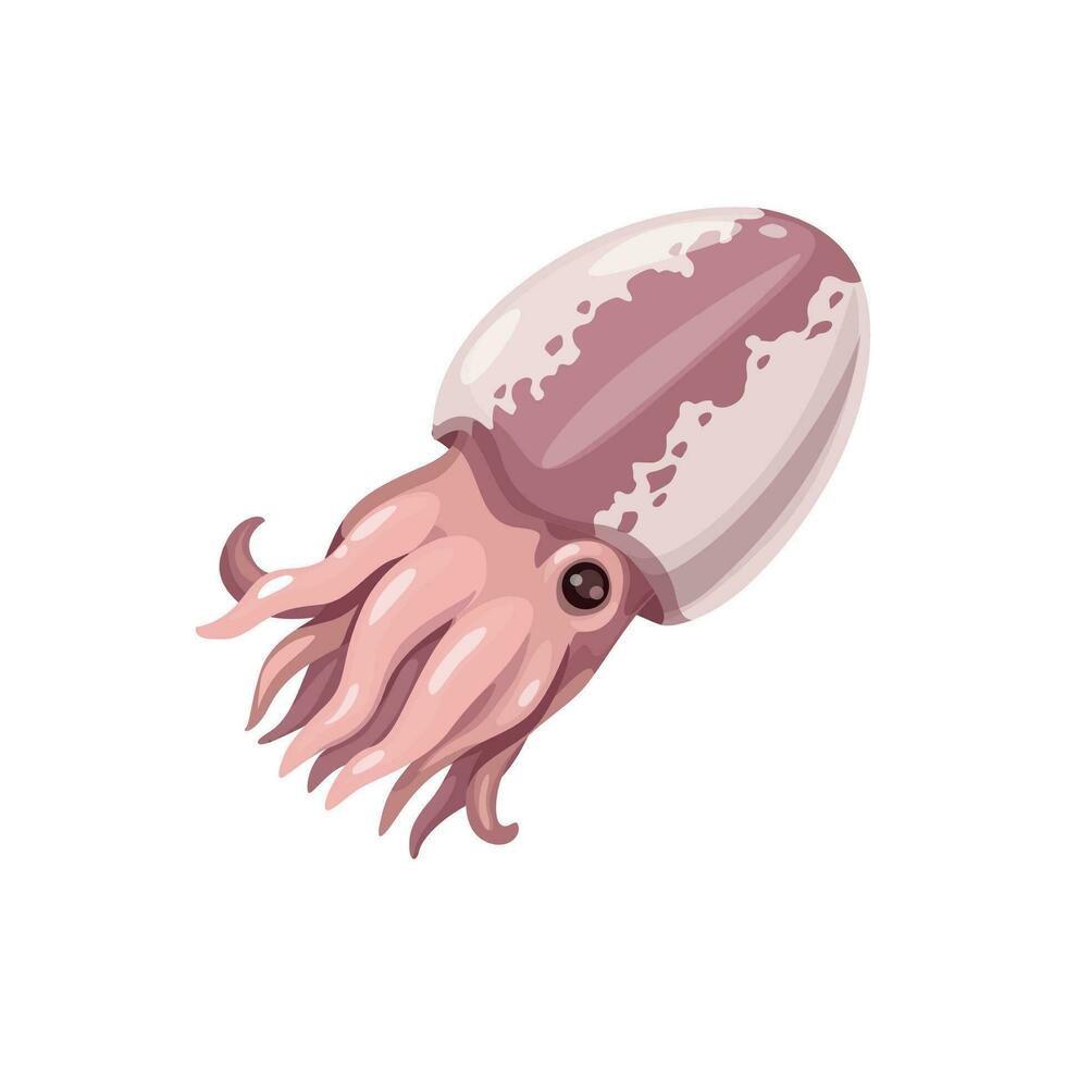 calamar, dibujos animados Mariscos y mar comida molusco vector
