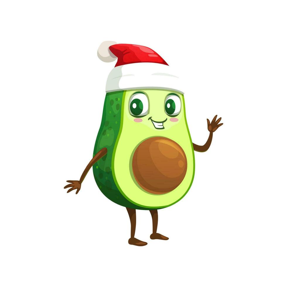 dibujos animados mexicano aguacate personaje en Papa Noel sombrero vector