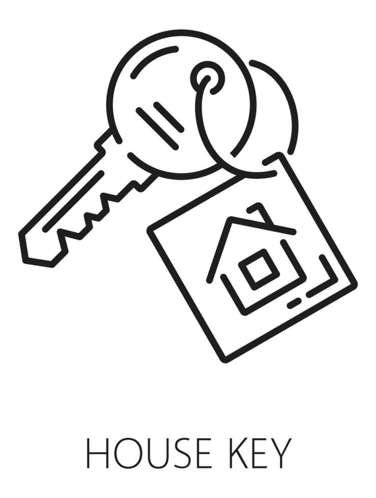 Real estate icon, house key line symbol vector