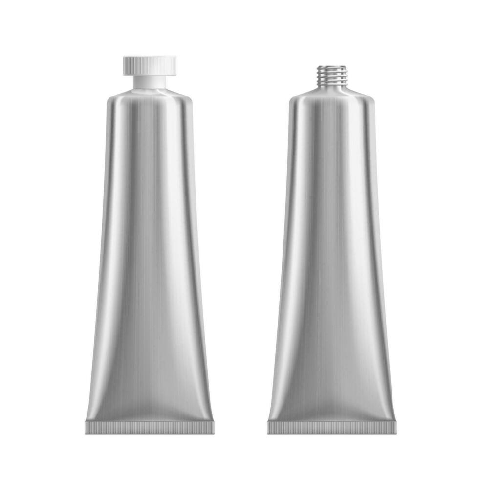 realista aluminio metal tubo de crema o pegamento vector
