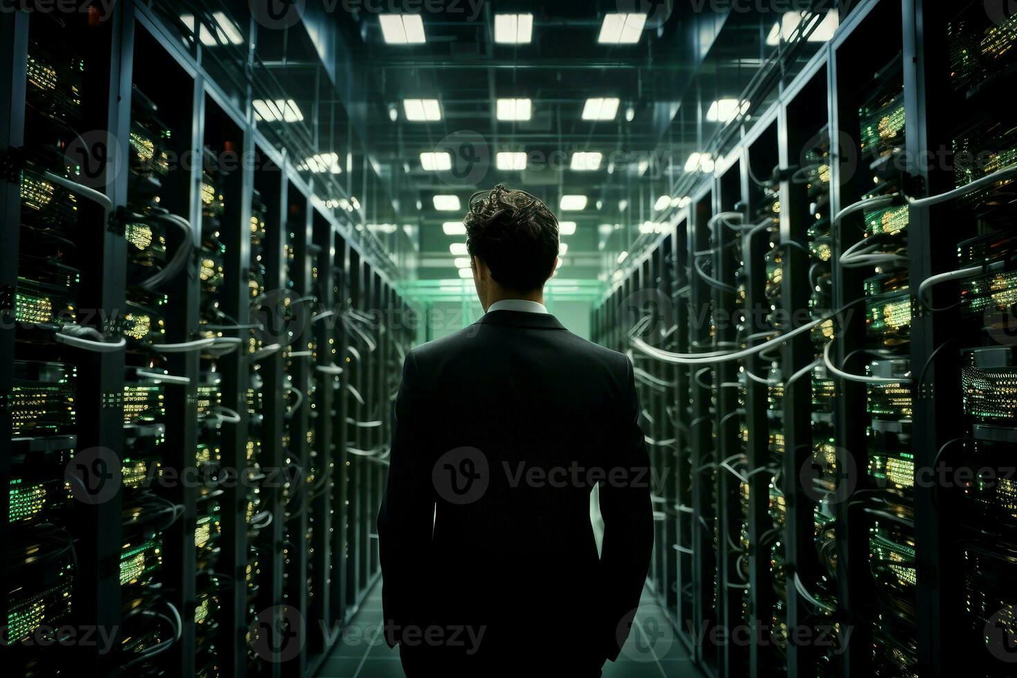 AI generated Man data center. Generate Ai photo