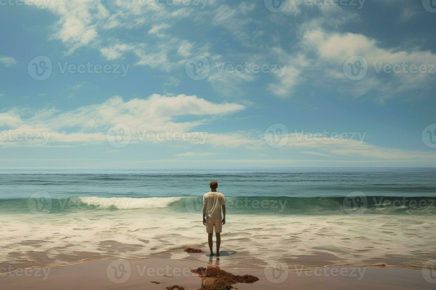 AI generated Adventurous Man sea walk. Generate Ai photo