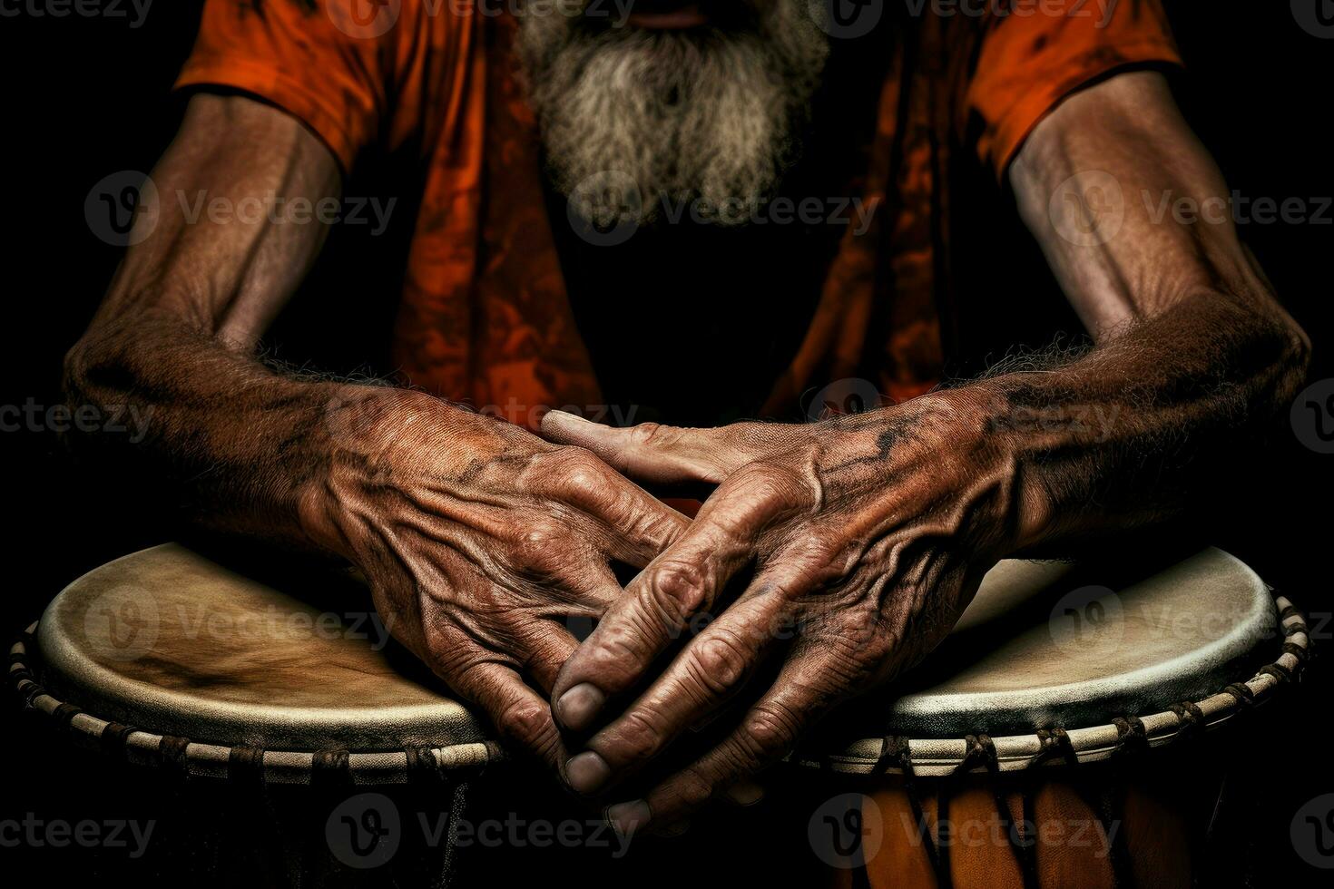 AI generated Man drum folk hands. Generate Ai photo