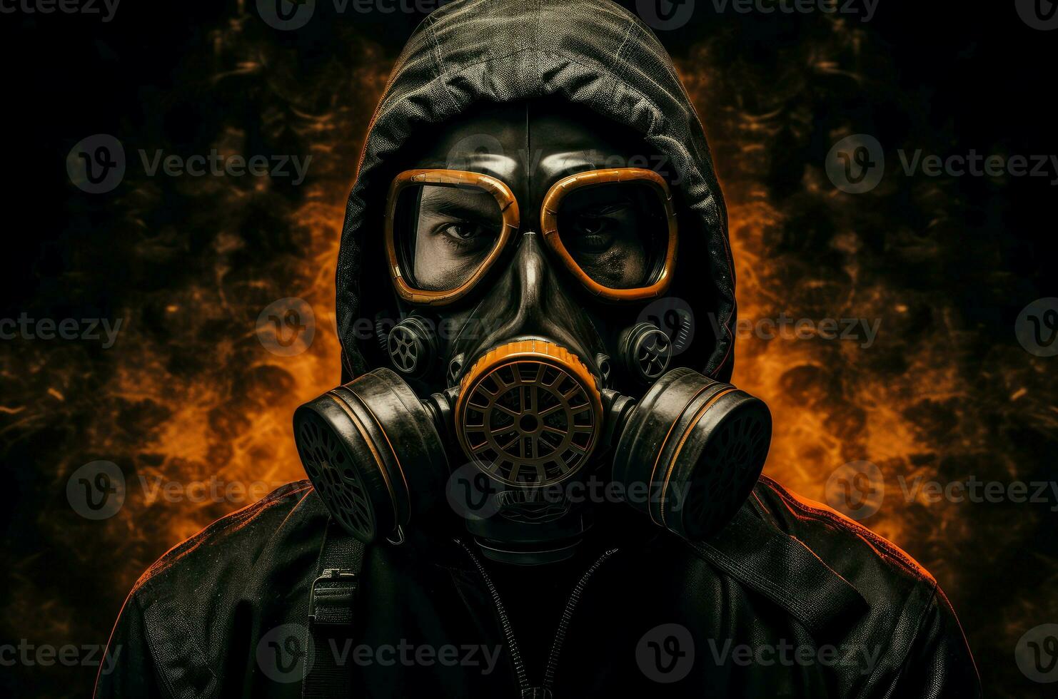 AI generated Man gas mask. Generate Ai photo