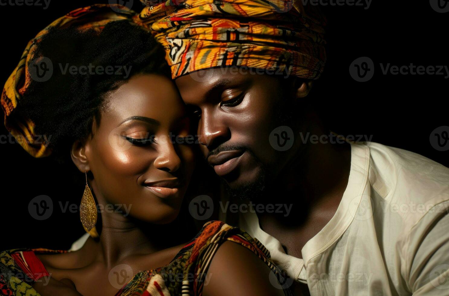 AI generated Passionate African couple love. Generate Ai photo