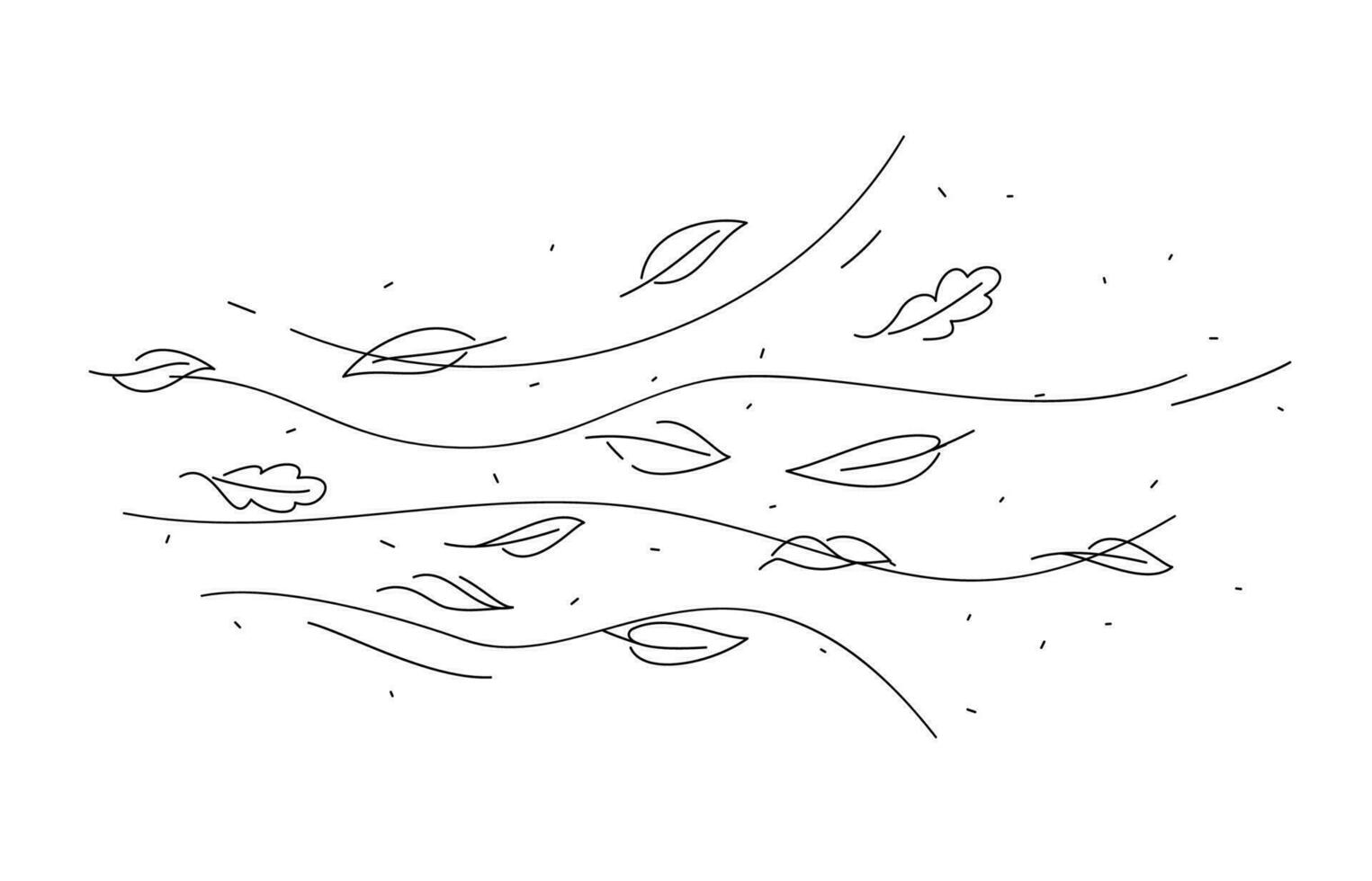 Wind air and doodle leaves motion background vector