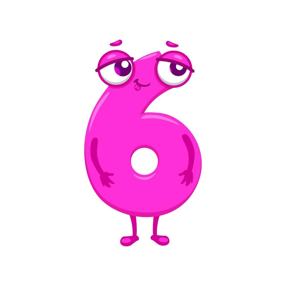 Cartoon funny math number six character vector