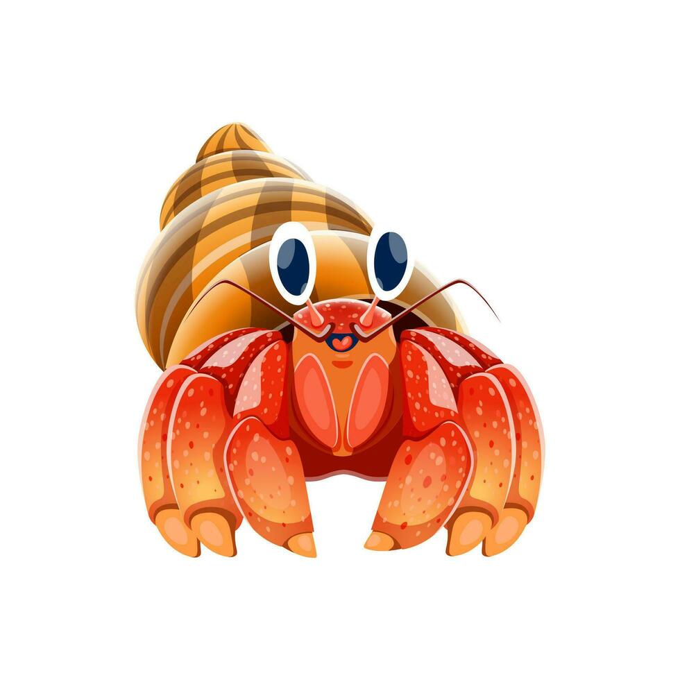 Cartoon hermit crab isolated cute character vector