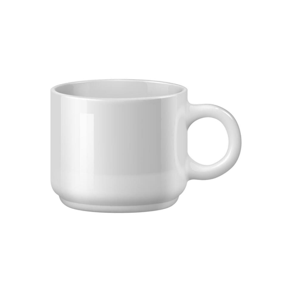 Ceramic coffee mug or tea cup, realistic tableware vector