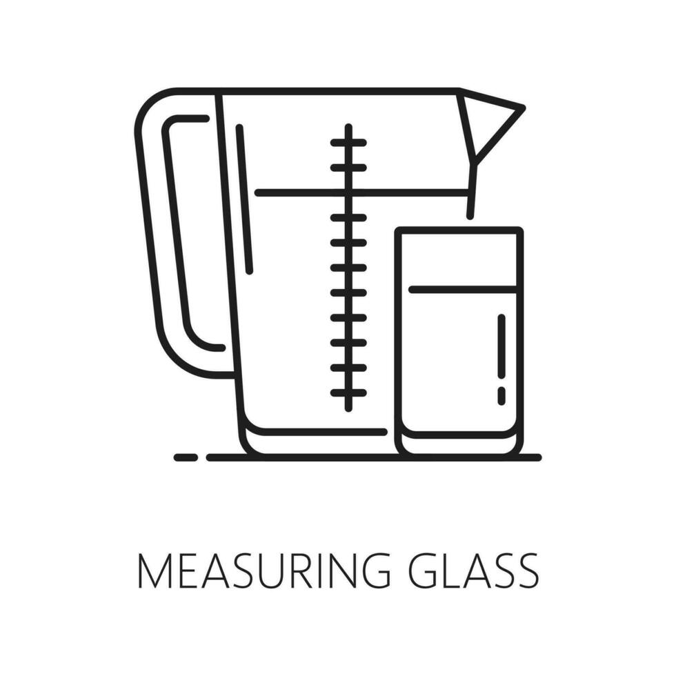 Measuring cup for cooking, beaker and glass vector