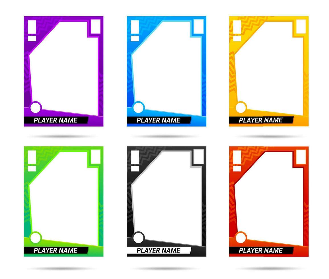 Sport trading card frames, team player templates vector