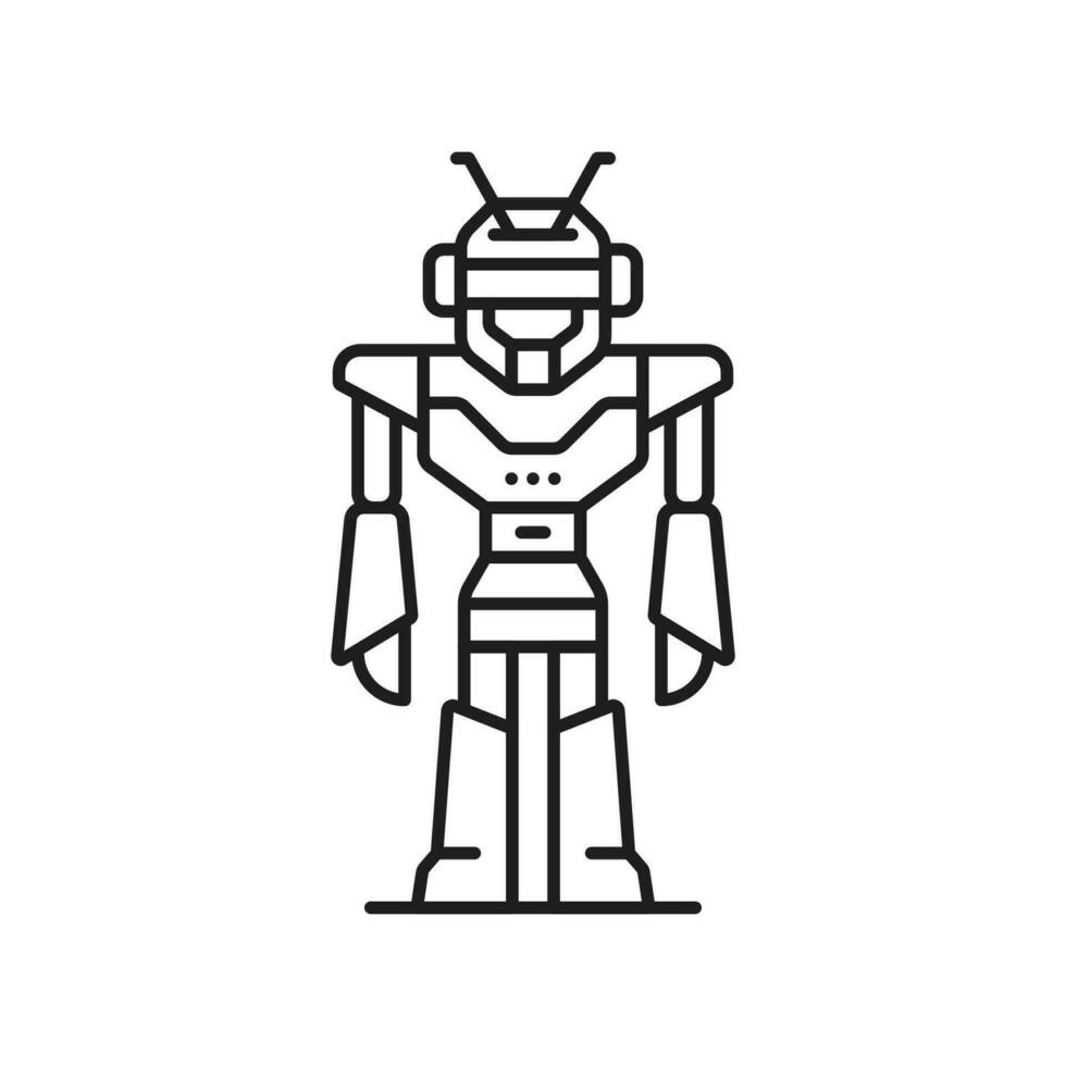 Alien futuristic robot line and outline icon vector