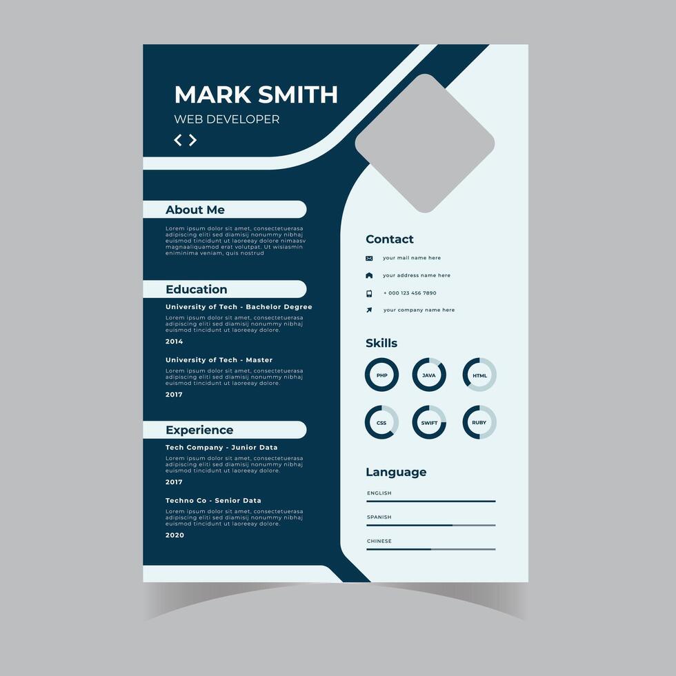 limpiar y moderno currículum portafolio o CV modelo vector