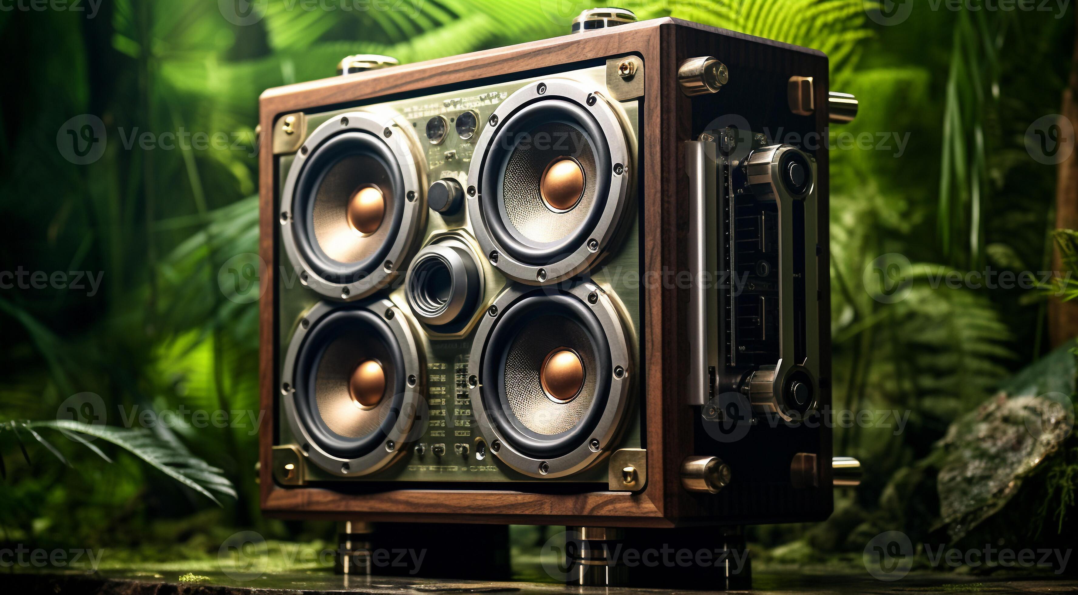 AI generated sound system background, super bass speakers, sound