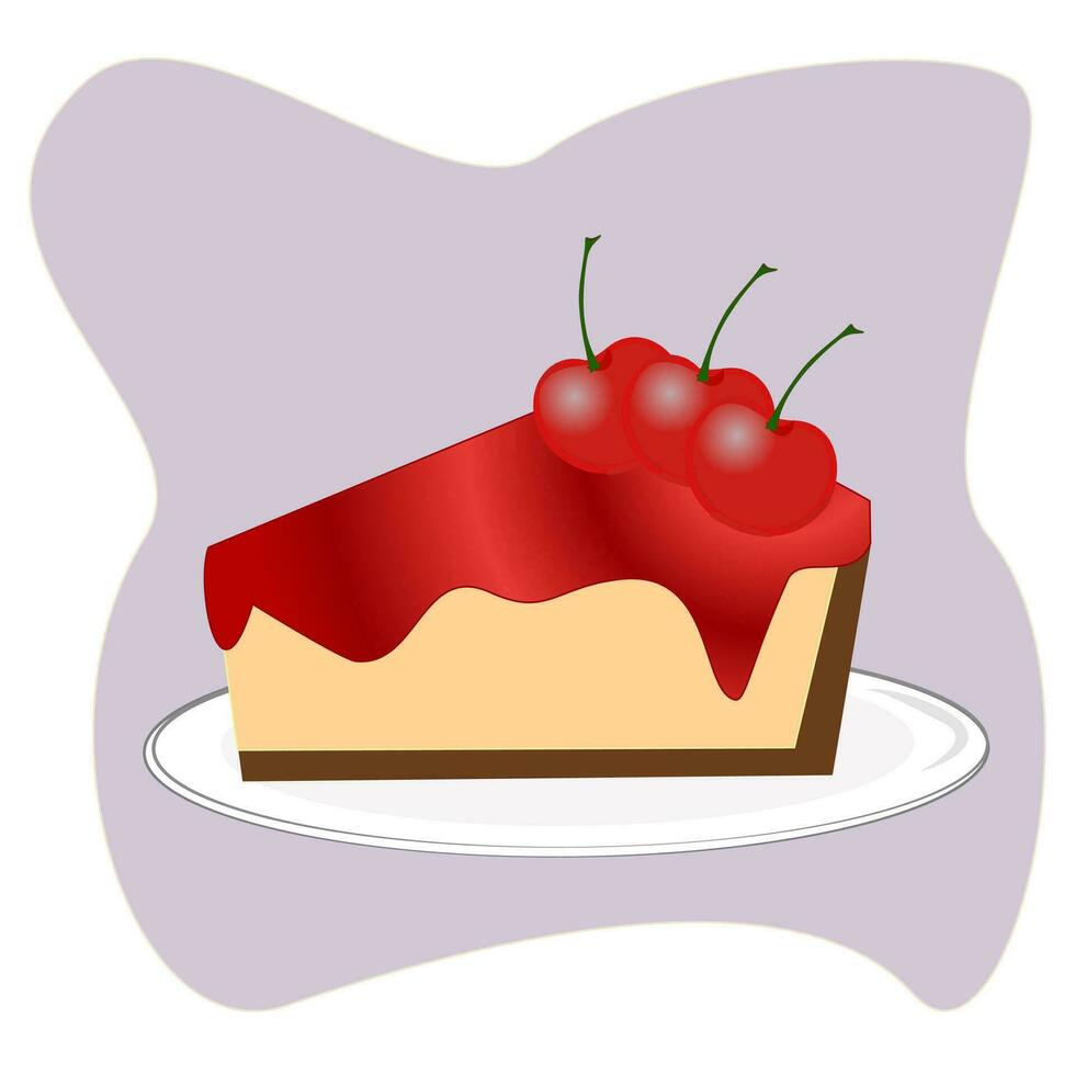 Cartoon anime cheesecake with jam strawberry vector