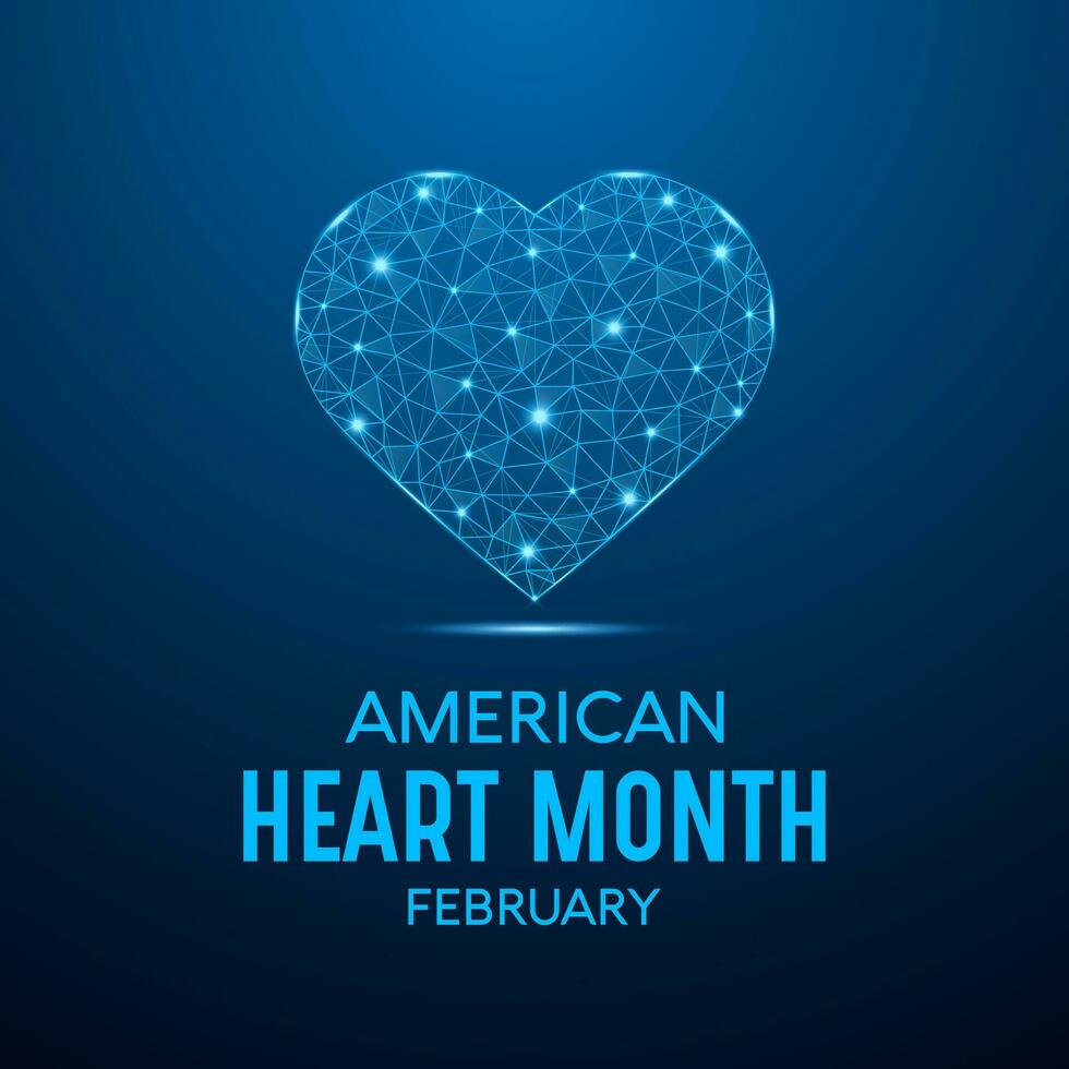 American heart month is observed every year in february. February is american heart month. Vector template for banner, greeting card, poster with background. Vector illustration.