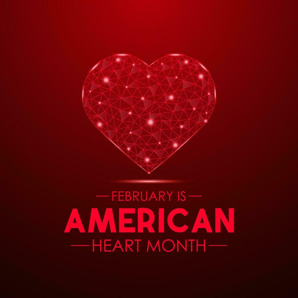 American heart month is observed every year in february. February is american heart month. Vector template for banner, greeting card, poster with background. Vector illustration.