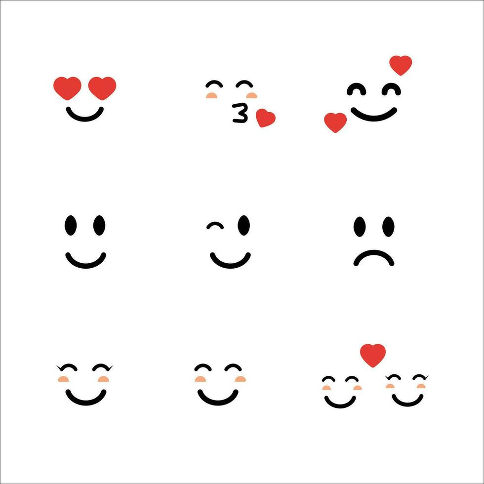 conjunto de emoji encantador expresiones vector