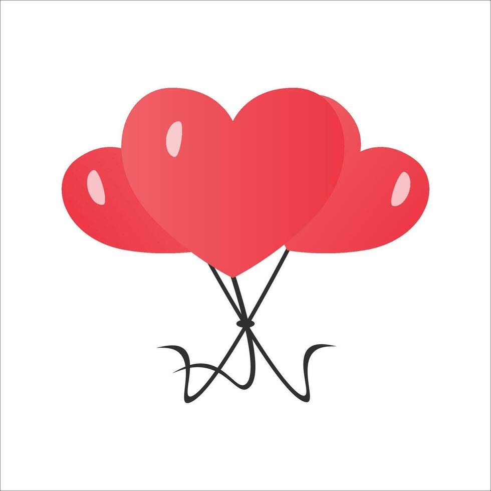 Red Heart Shaped Bunch Of Balloons, vector