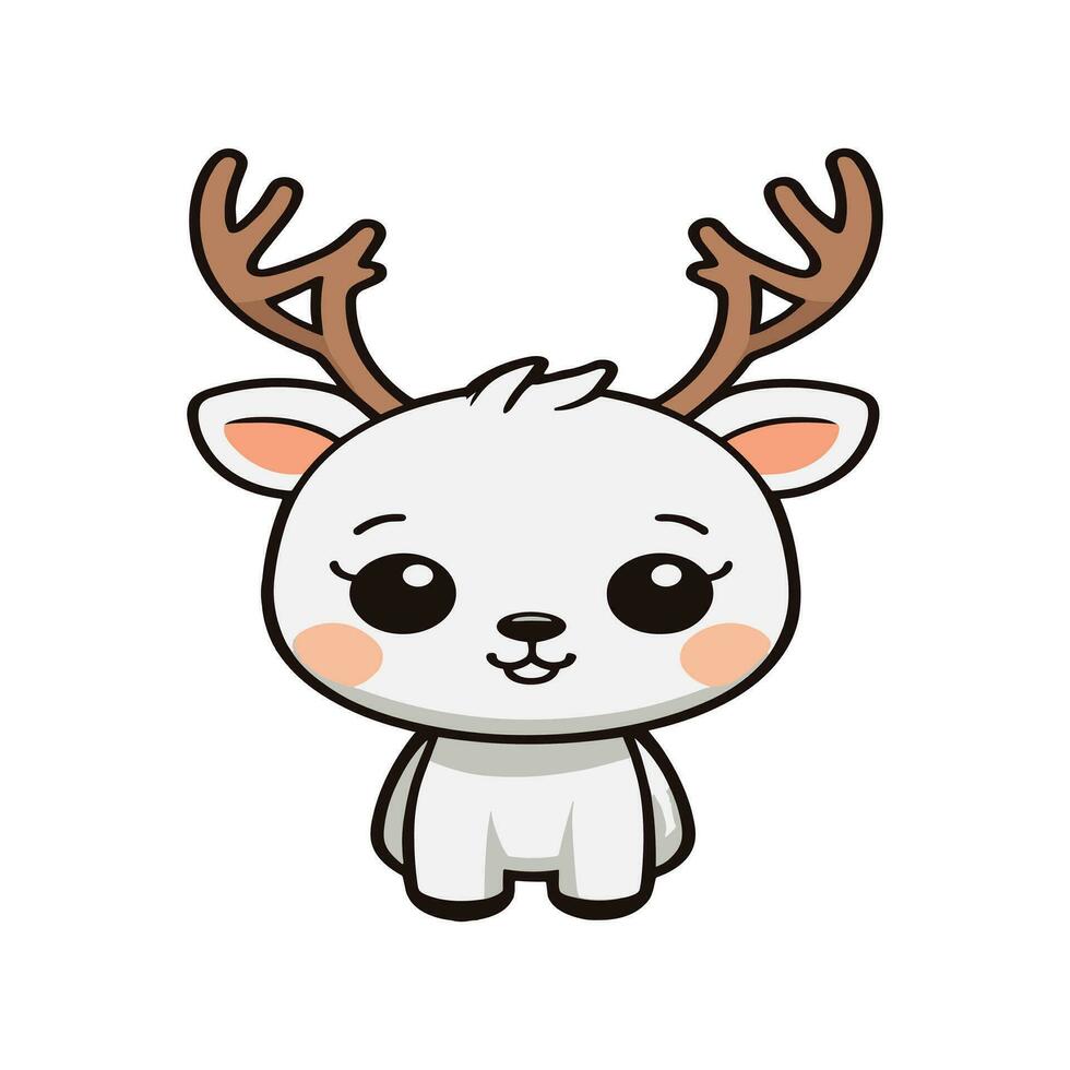 Vector cartoon style cute little white deer