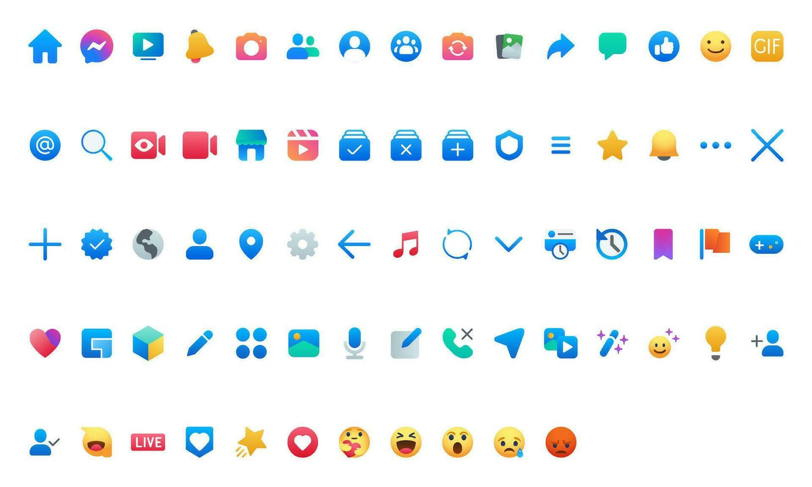 All Facebook Icons Set, Social media ui vector icon set