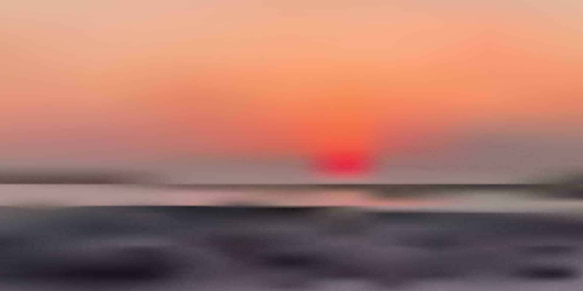 sunset landscape beach ocean sea shore with red orange color vector. vector