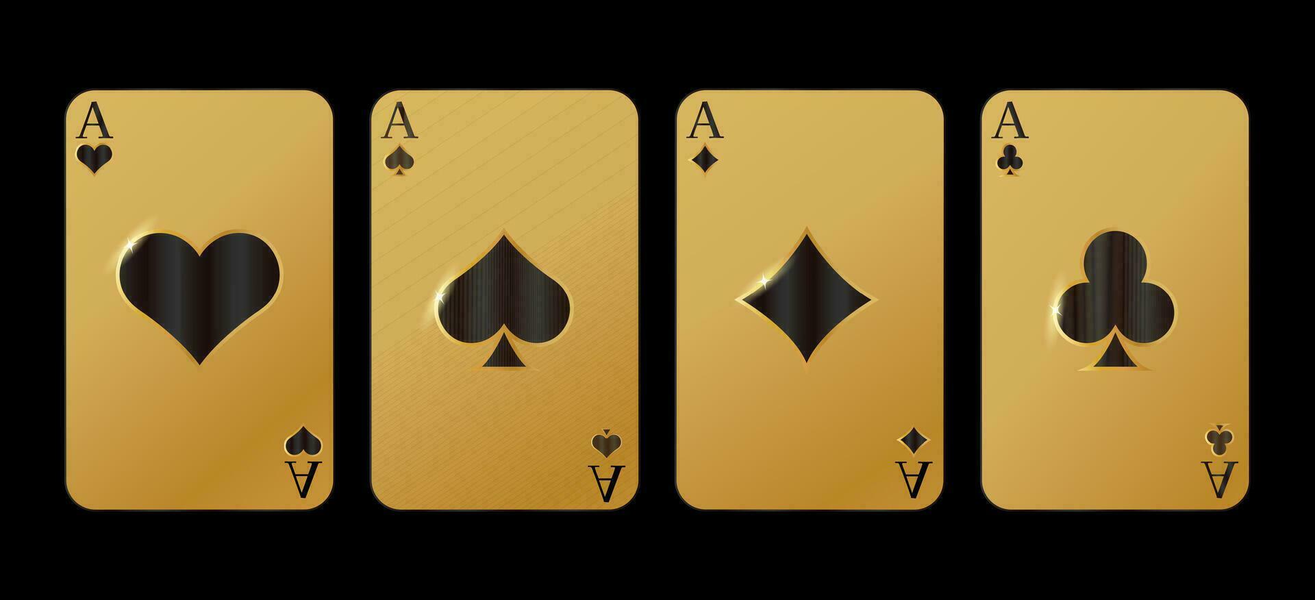 casino jugando tarjetas símbolos de cuatro trajes- espadas, corazones, diamantes y clubs iconos vector