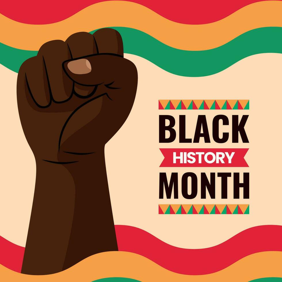 Hand-drawn vector template for Black History Month design. Celebrating African American history. Suitable for posters, cards, banners, and backgrounds.
