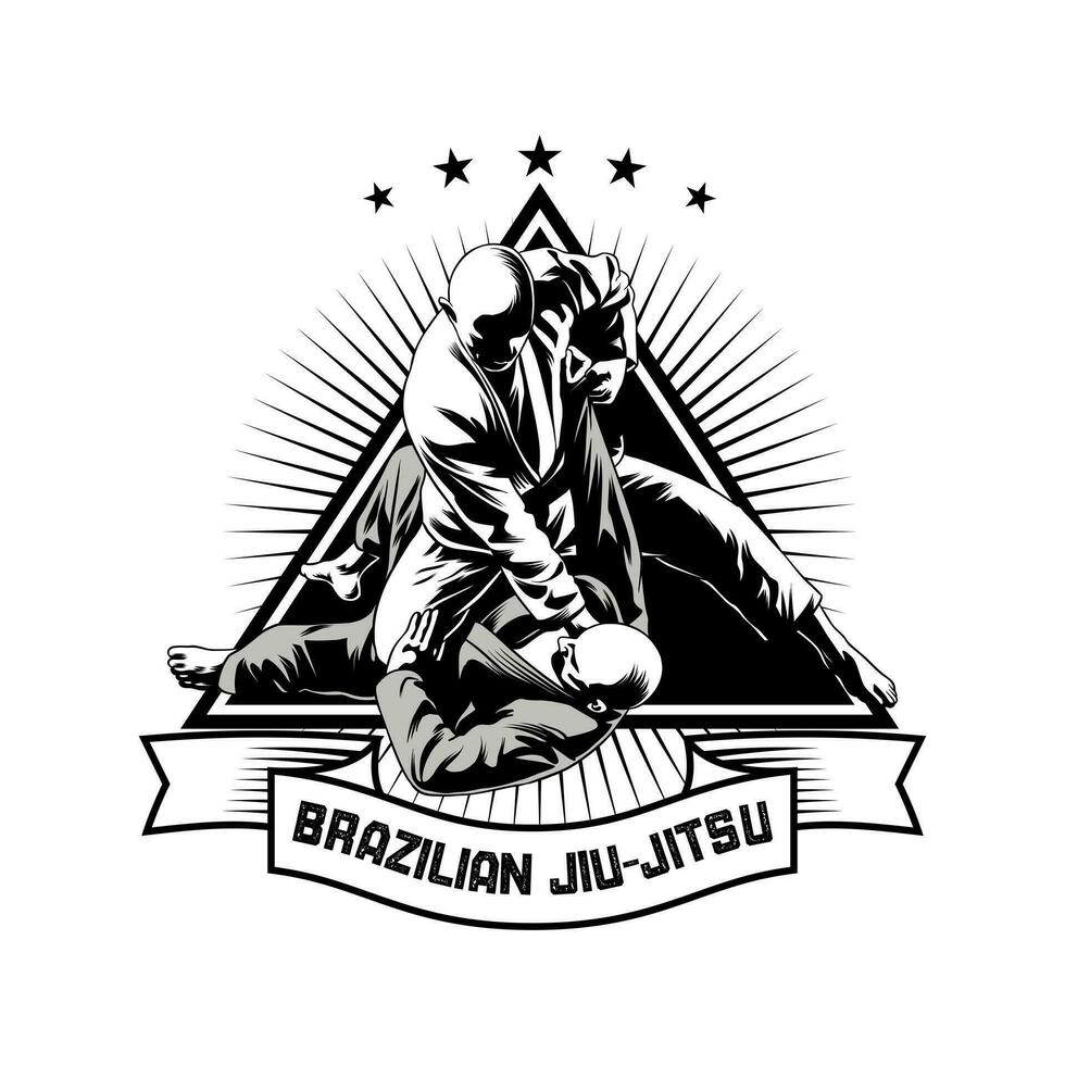 Vector illustration of Jiu Jitsu template for t-shirt and logo